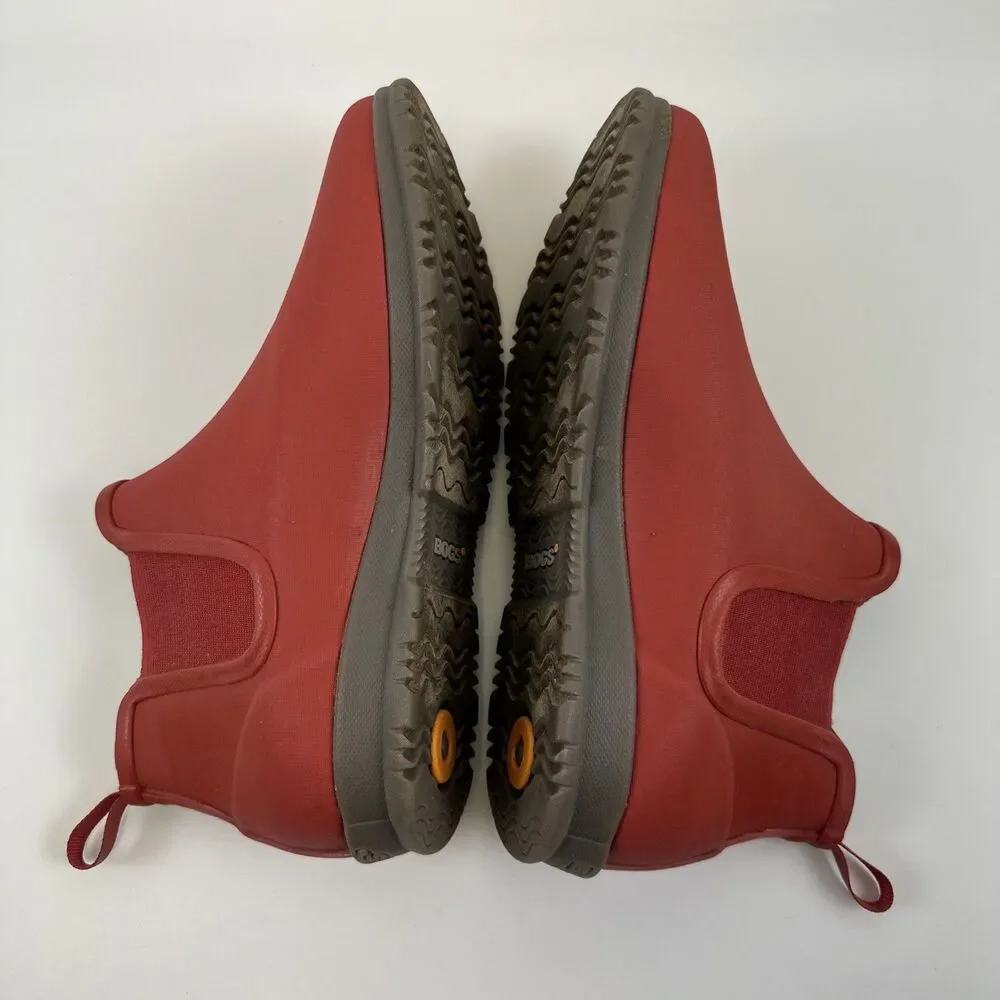 Bogs Sweet Pea Boot Chelsea Ankle Red‎ Rain Waterproof Pull On Active Womens 7